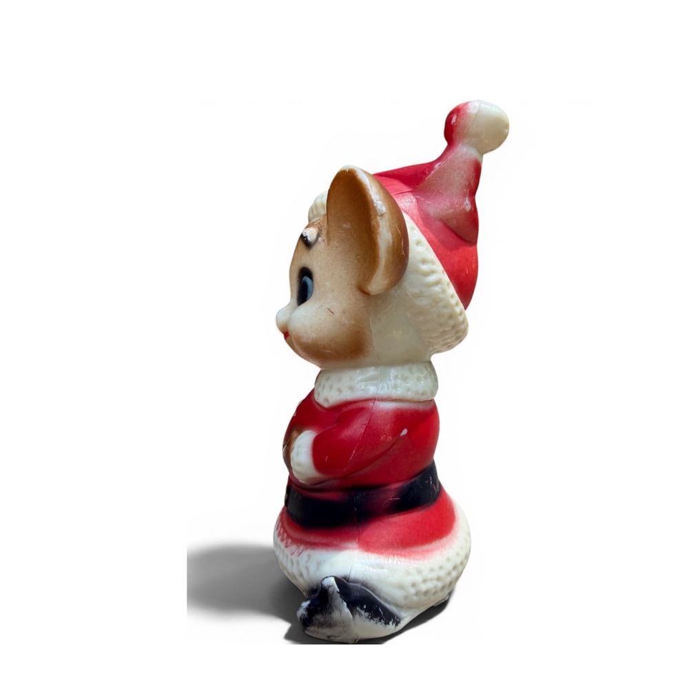 Vintage Christmas Mouse Elf Figurine Santa Suit Hat Made in Hong Kong Retro - Picture 4 of 8